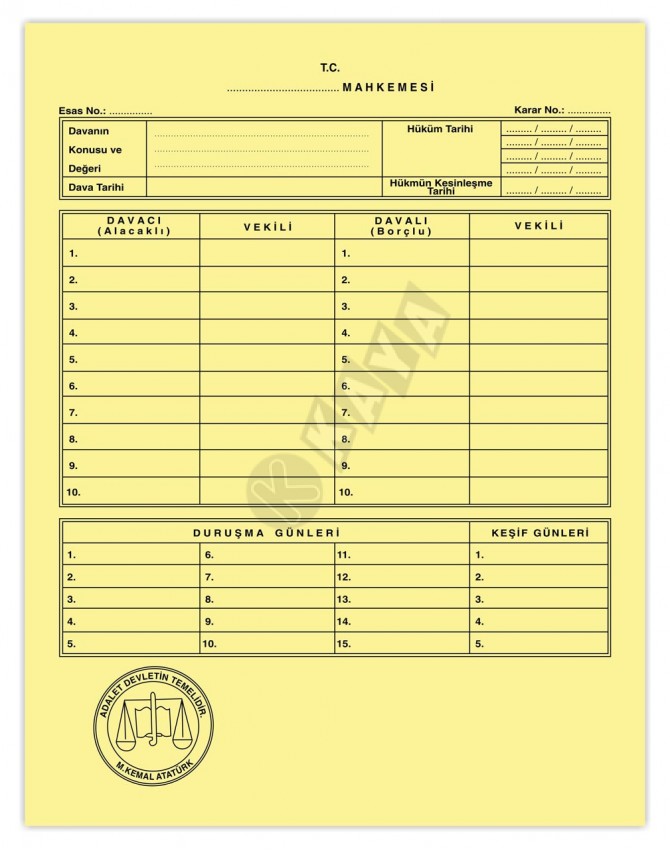 İthal Dava Dosyası - Sarı (1. Kalite) İthal Dava Dosyası - Sarı (1. Kalite)